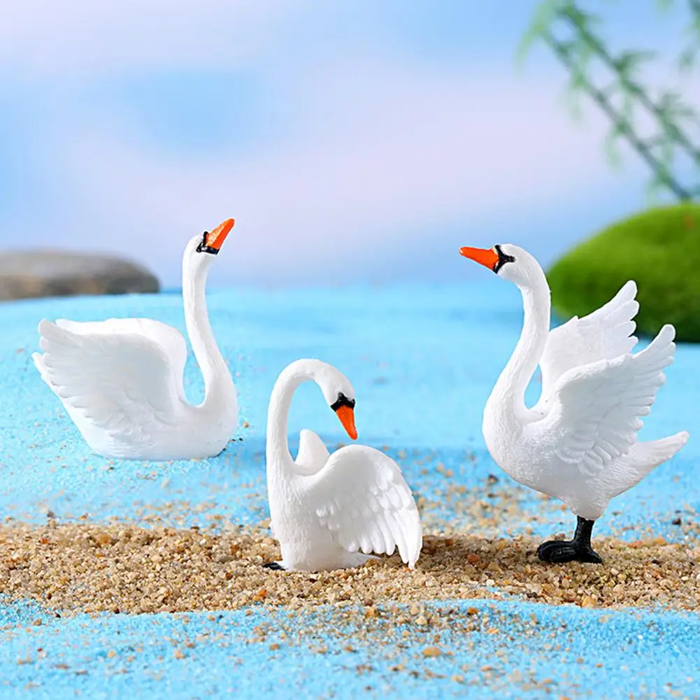 Cute Children Swan Toys Filming Prop Realistic Shape Landscaping Swan Garden Figurines Office Beautification