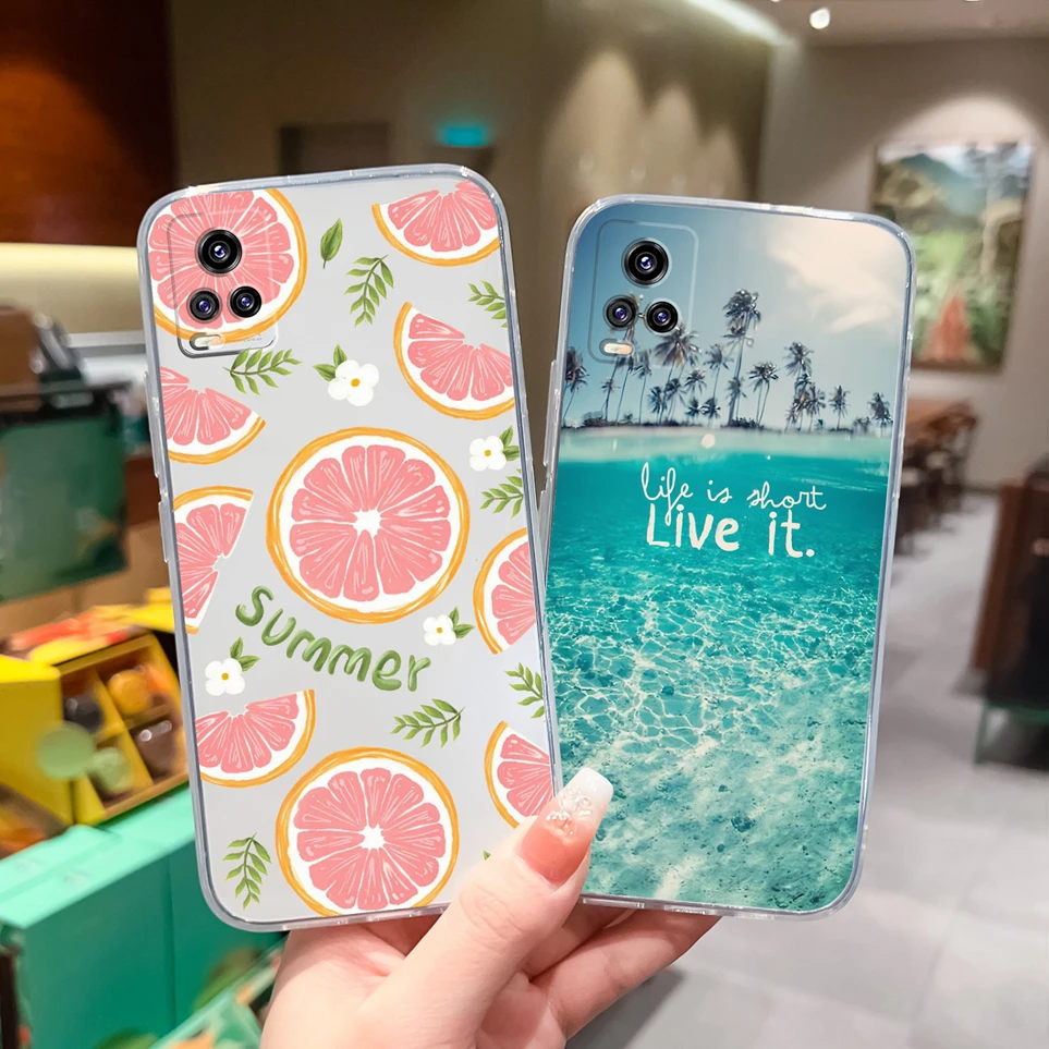 For Vivo V20 V20 SE V21 V21E 4G 5G Case Summer Lemon Clear TPU Soft Silicone Phone Cover For VivoV21 E 5G V 20 Coque V20Se Funda