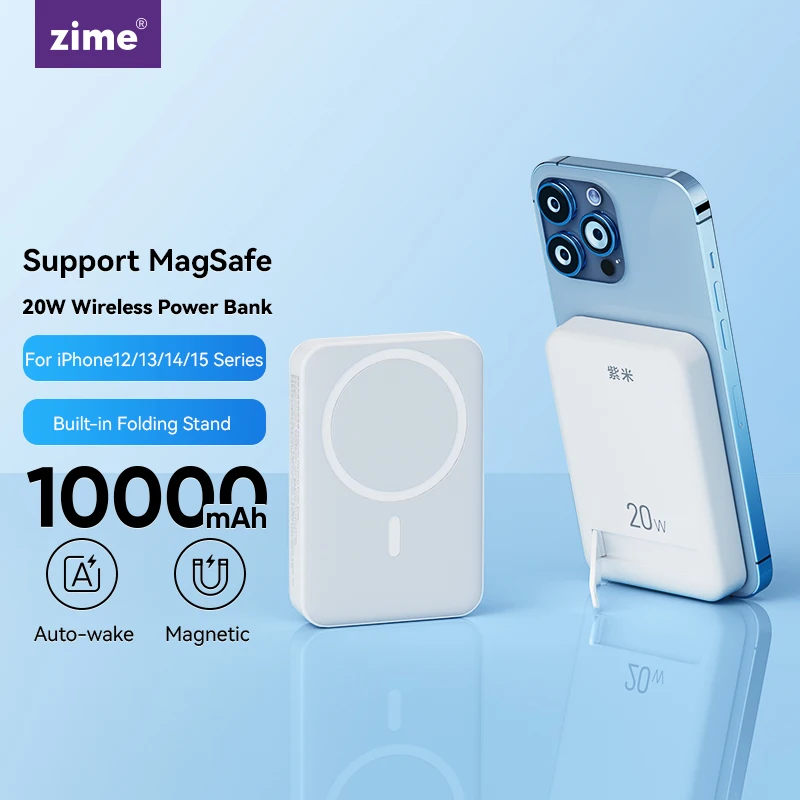 

zime PD20W PowerBank Magnetic 10000mAh Auxiliary Battery Portable Wireless Fast Charging For Magsafe For iPhone 12-15 Series