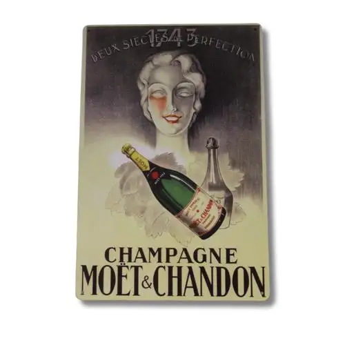 Placa de Metal Moet Chandon para Decoração Vintage de Restaurante Francês com Tema de Champanhe