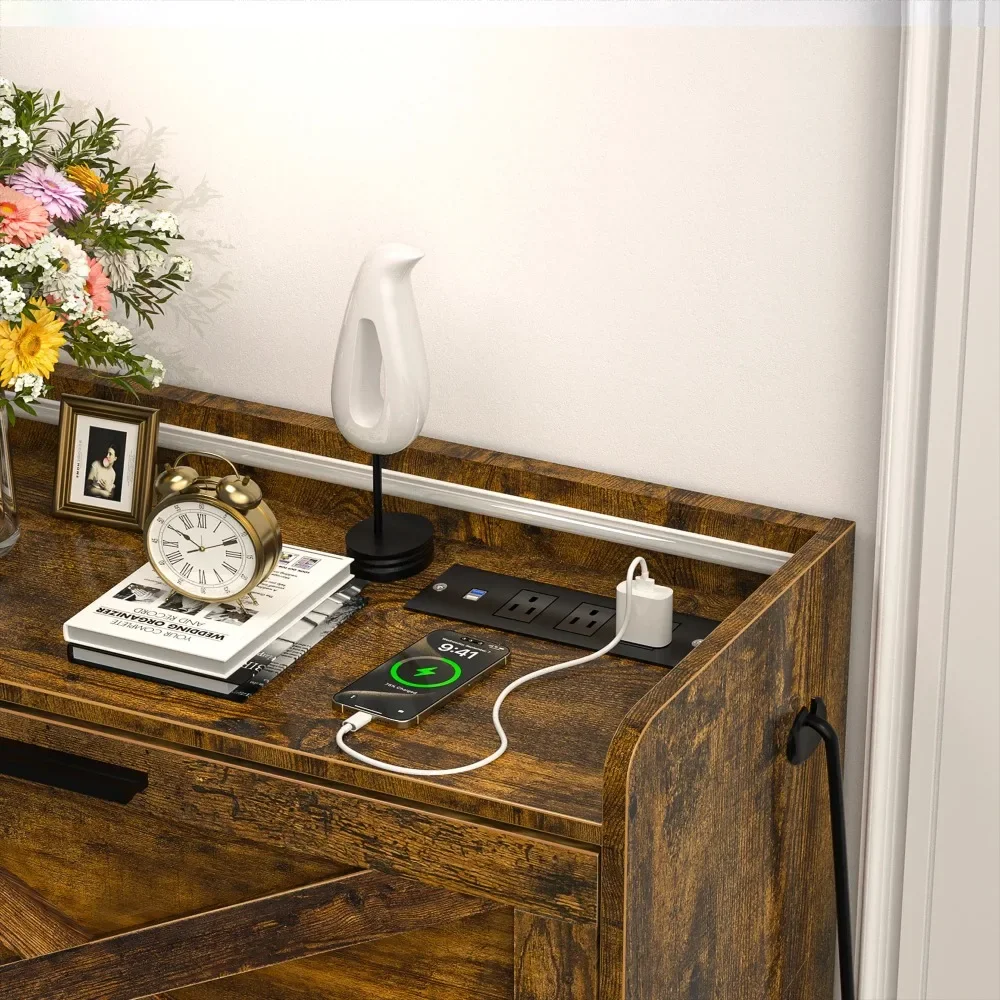 

Shoe Cabinet, Shoe Storage Cabinet with Charging Station and LED Light for Entryway, Provides A Practical and Stylish Wa