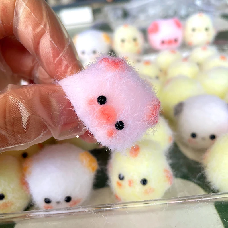 1pc Kawaii Sticky Squishy Mini Chick Pig Dog Stress Relief Cute Animal Relief Squeeze Silicone Pinch Toy Keychain Bag Pendant