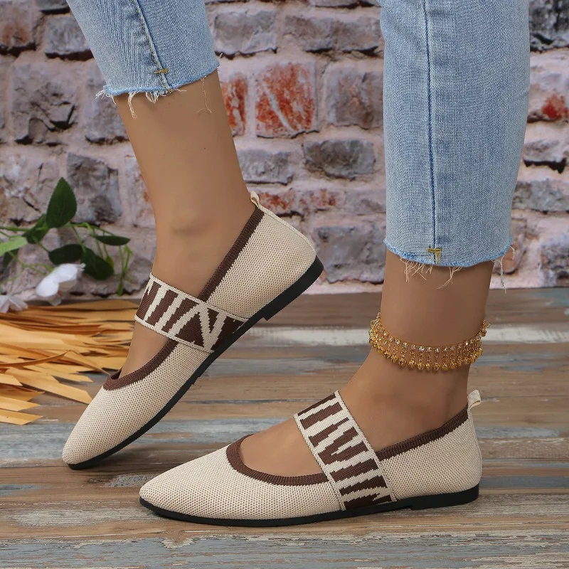 

Women's Shoes Knitted Breathable Comfortable Single Shoes Casual Versatile One-piece Mesh Lightweight Loafers Zapatos De Mujer