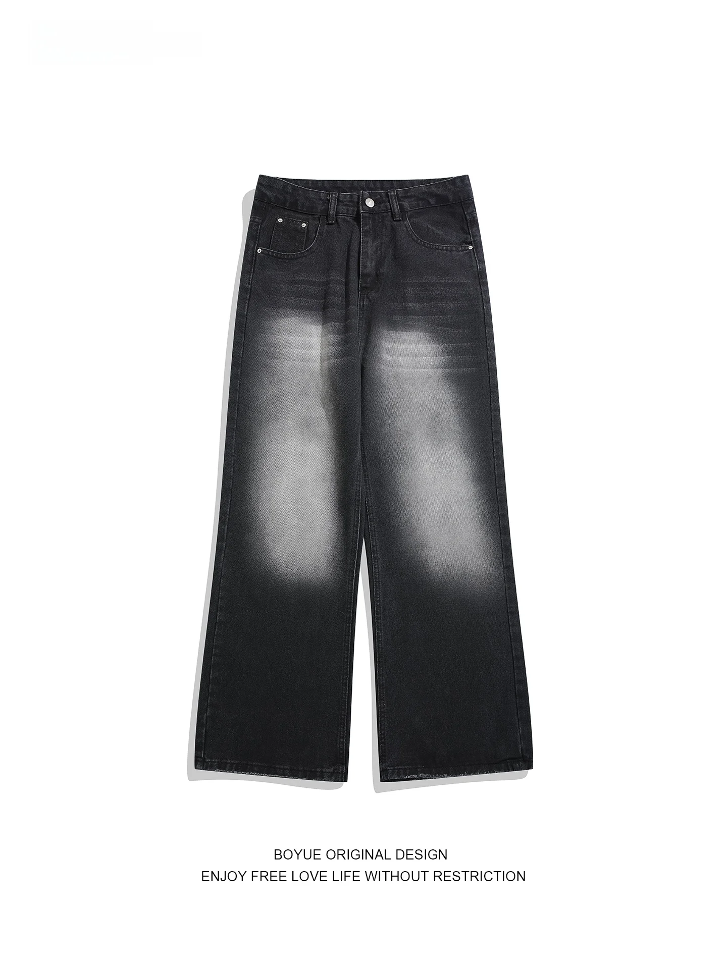 

Мужские винтажные джинсы Boyue из денима, зауженные, с широкими штанинами, повседневные, в уличном стиле, со средней посадкой, прямого кроя, свободного покроя