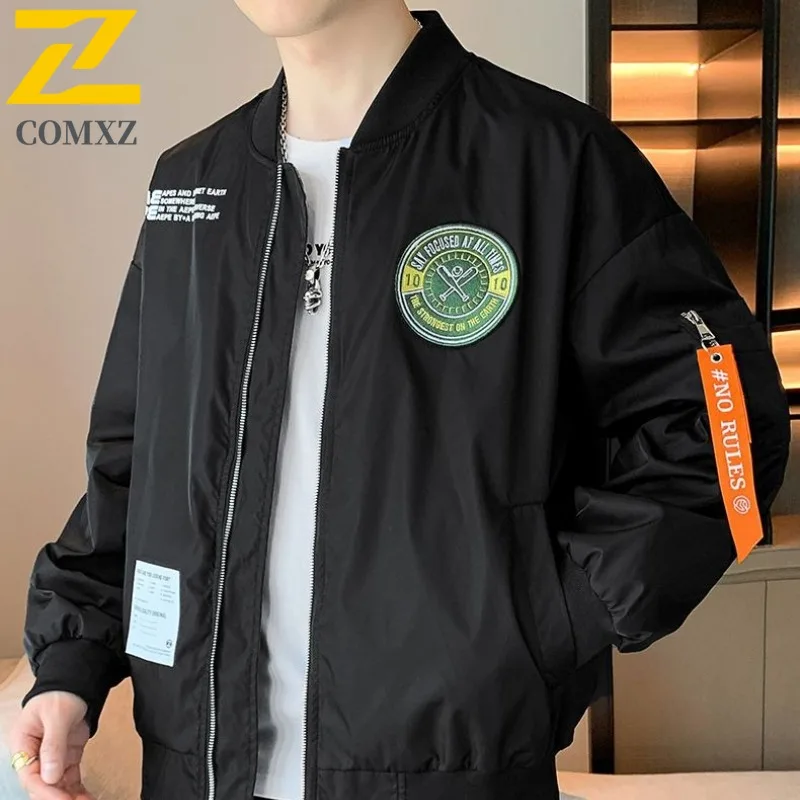 

COMXZ 2025 Men Autumn New Korean Trendy Versatile Handsome Spring Reversible Jacket Outerwear Breathable Lightweight Windbreaker