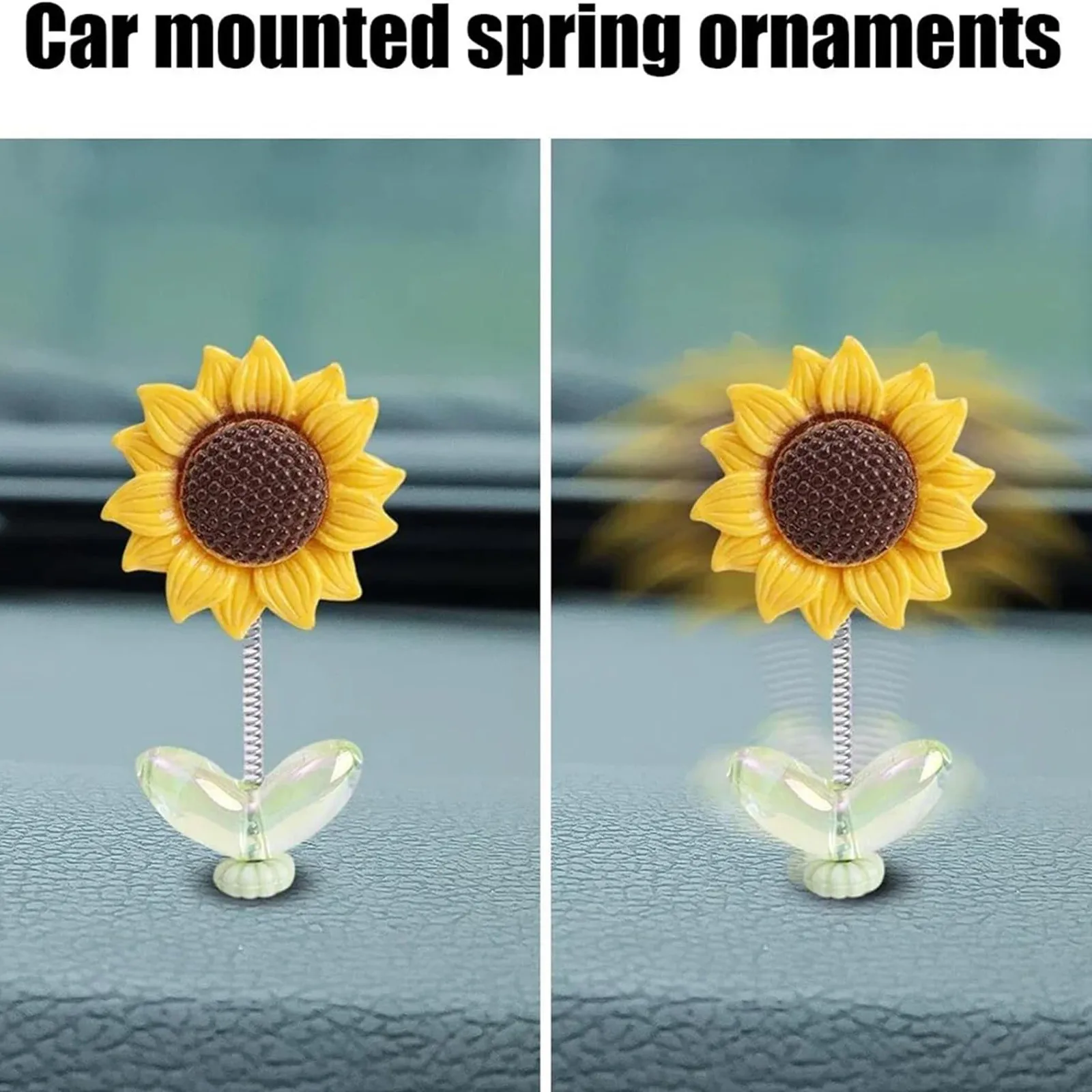 Ornaments Creative Ladies Ornaments  Car Head Sunflower Shaking Car Center Rearview Fresh Cute Mirror Console Gifts Accessories