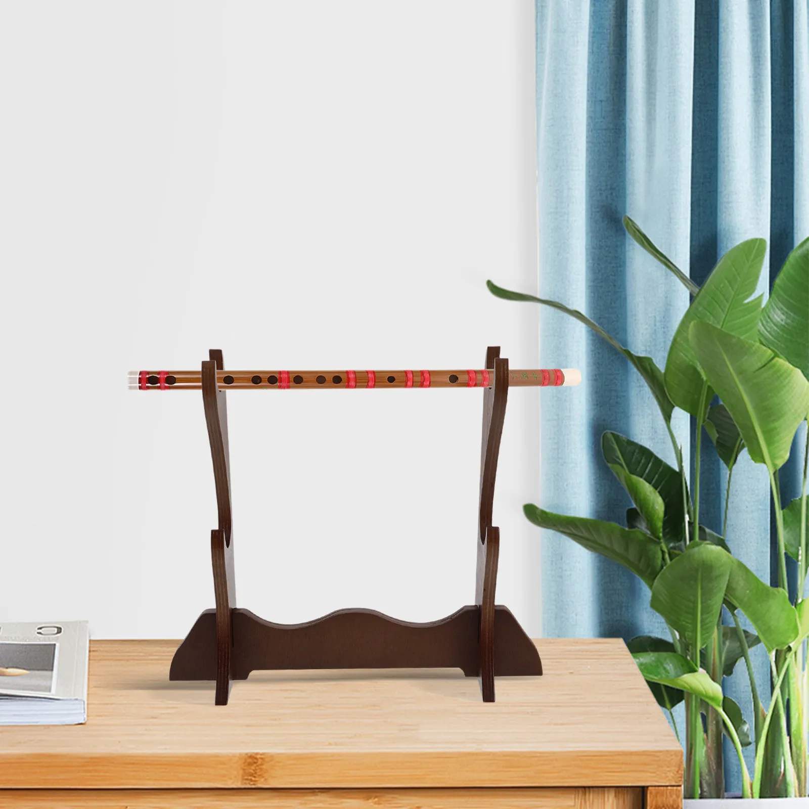 Multi-Layer Wooden Flute Display Rack Desktop Stand for Flute Piccolo Holder Woodwind Instrument Storage Organizer