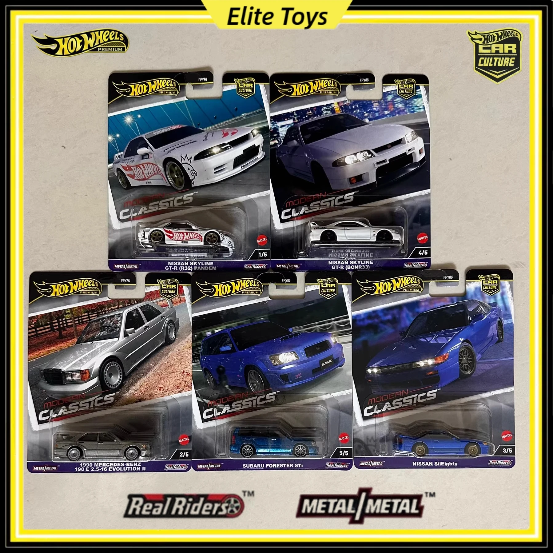 

Hot Wheels Премиум Современная Классика Культура Автомобиля Nissan Mercedes-Benz Subaru 1:64 Литая под давлением модель автомобиля из сплава Коллекционная игрушка-автомобиль