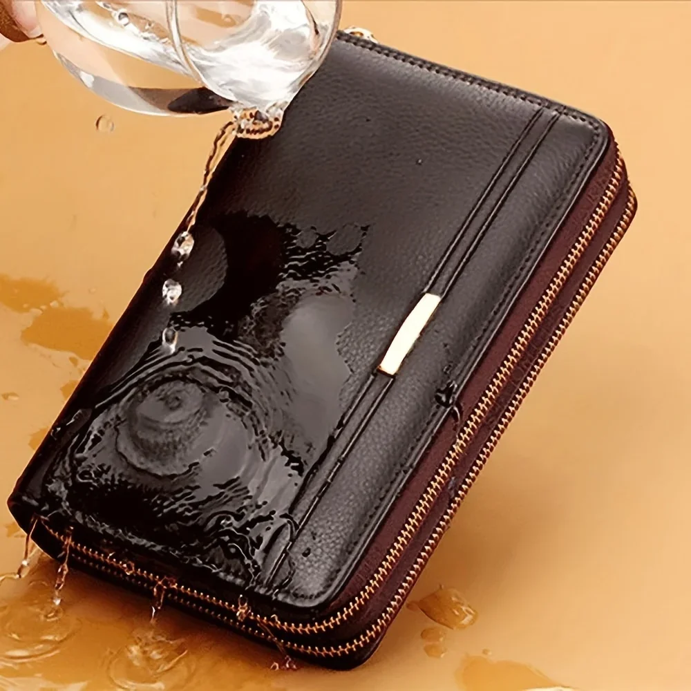 Portafoglio da uomo con cerniera lunga di grande capacità, pochette in pelle sintetica, borsa da lavoro con custodia porta carte per telefono, regalo per lui