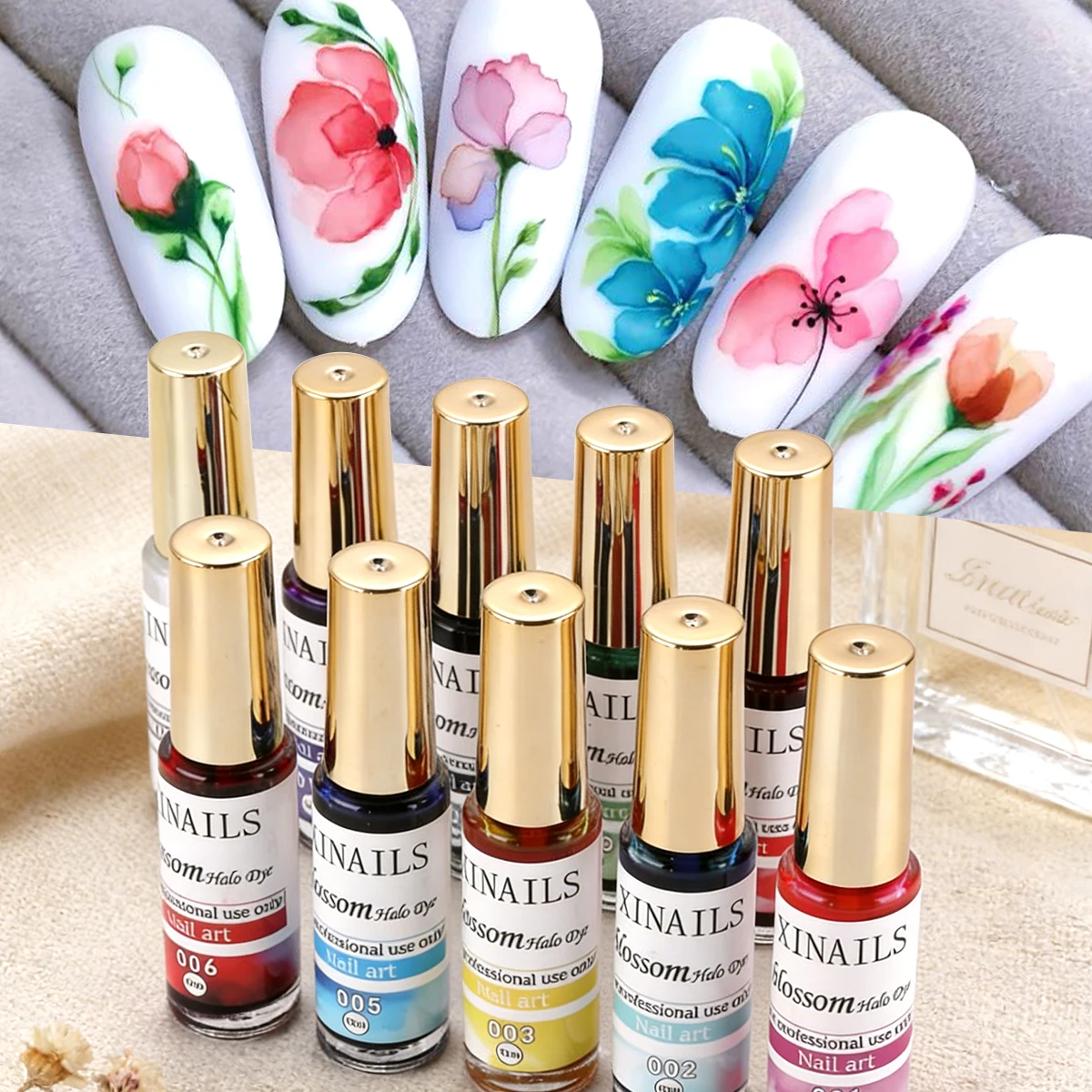 

10 Bottle 10ml Blooming Smudge Nail Polish Gel Watercolor Flowers Marble Soak Off Ink Varnish Summer Style Manicure DIY Supplies