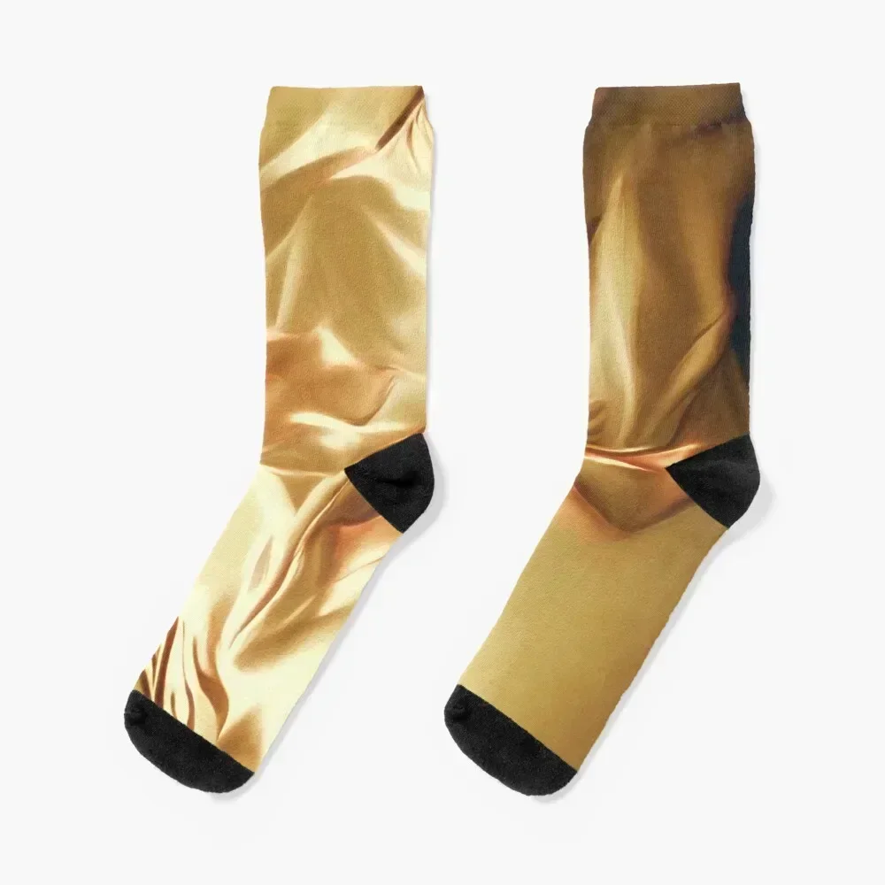 

Pale Gold Silk Satin Fabric Series 6 Socks hiphop winter gifts christmass gift Socks Ladies Men's