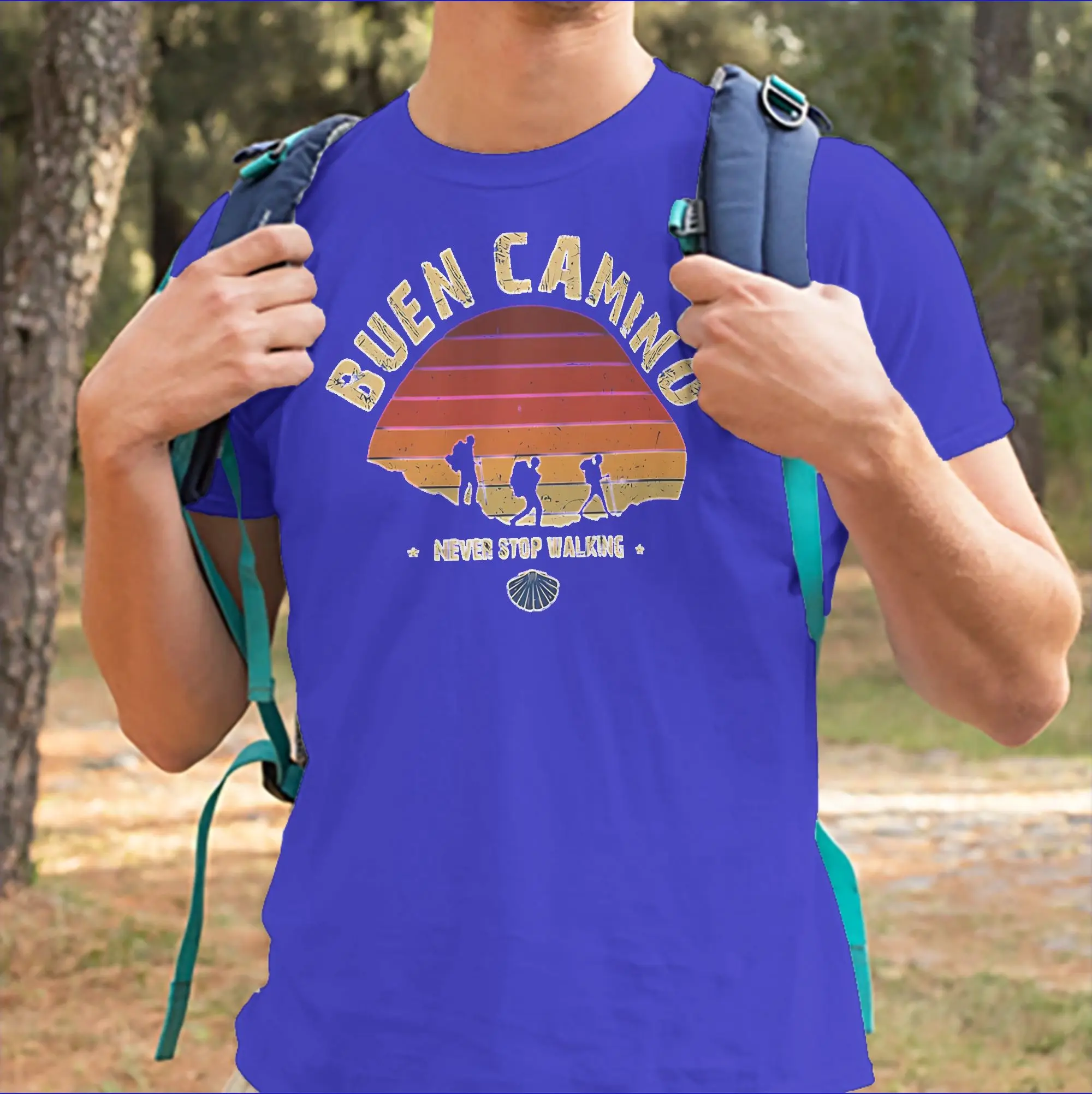 Hiking the Camino de Santiago BadgeBYimg Men Women's T Shirts  Tees Short Sleeve O Neck T-Shirts 100% Cotton Plus Size Clothes