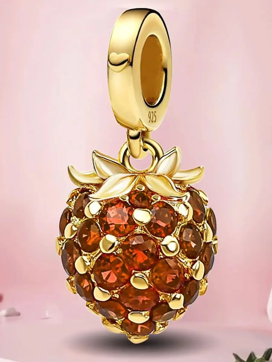 925 argent Sterling Orange pastèque fruits série breloques perles ajustement Bracelet à bricoler soi-même collier faisant cadeau de haute qualité bijoux