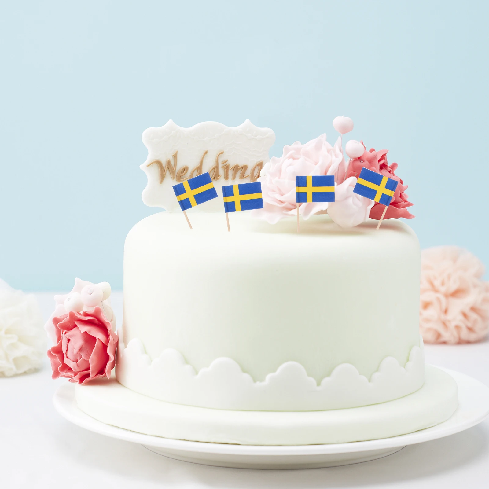 

100Pcs Flag Cake Toppers Cake Colorful Cupcake Picks for Birthday Party Holiday Celebration Dessert Decoration