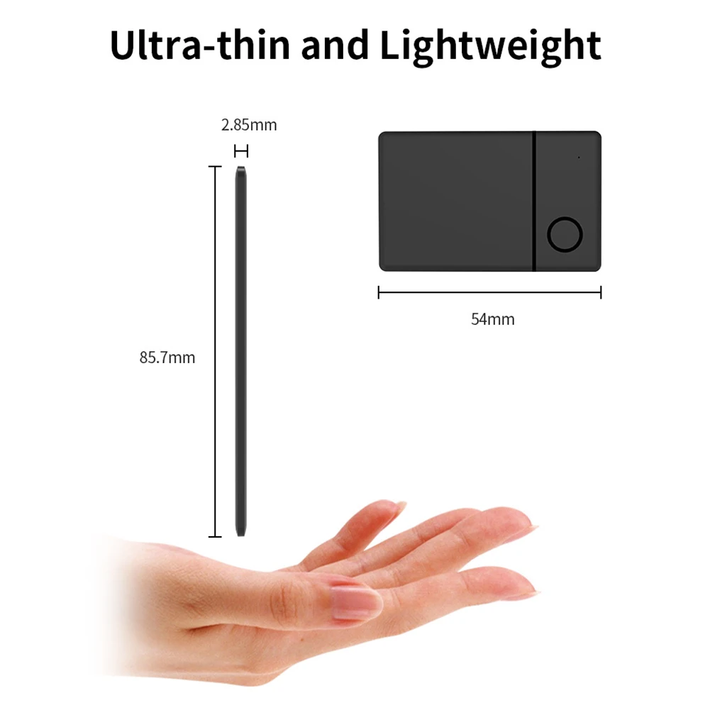 بطاقة تعقب المحفظة، شحن لاسلكي، جهاز تعقب GPS، مكتشف المحفظة لعلامات الأمتعة وجوازات السفر والمزيد