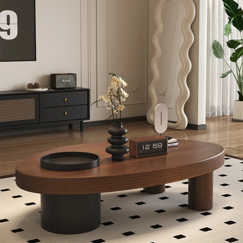

Medieval style solid wood special-shaped coffee table small apartment household living room tea table designer can store modern
