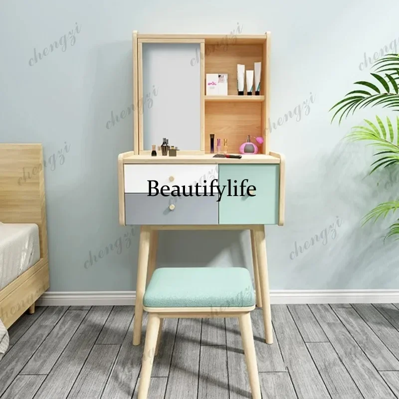 A49 Luxury Brown Dressing Table Storage Lighting Clothing Mirror Dressing Table Drawers Cheap Coiffeuse De Chambre Organizer Mak