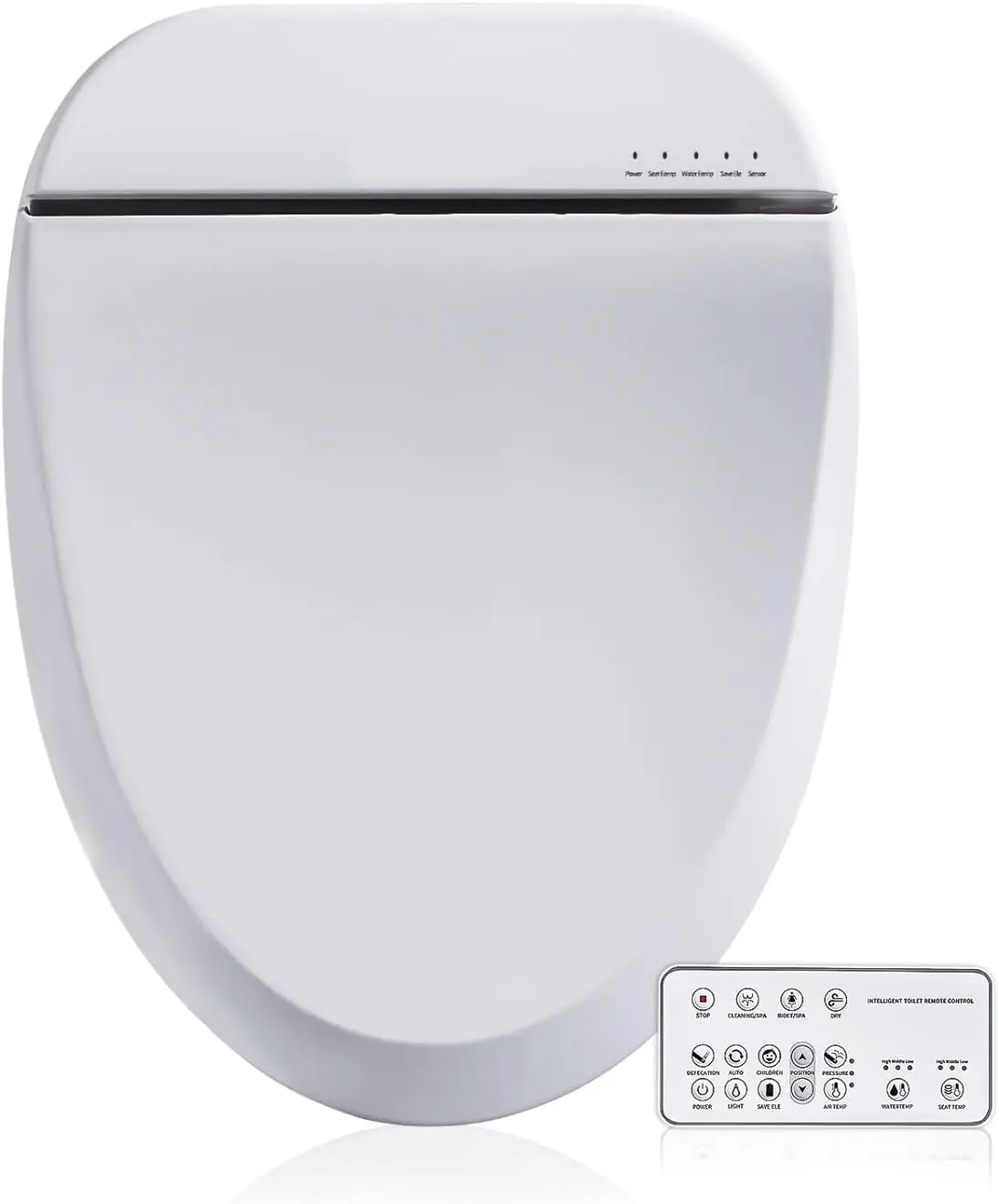 ZMJH Bidet Toilet Seat, Electric Smart Heated Seat with Slow Closes, Vortex Wash, Warm Dryer, Rear and Front Wash,