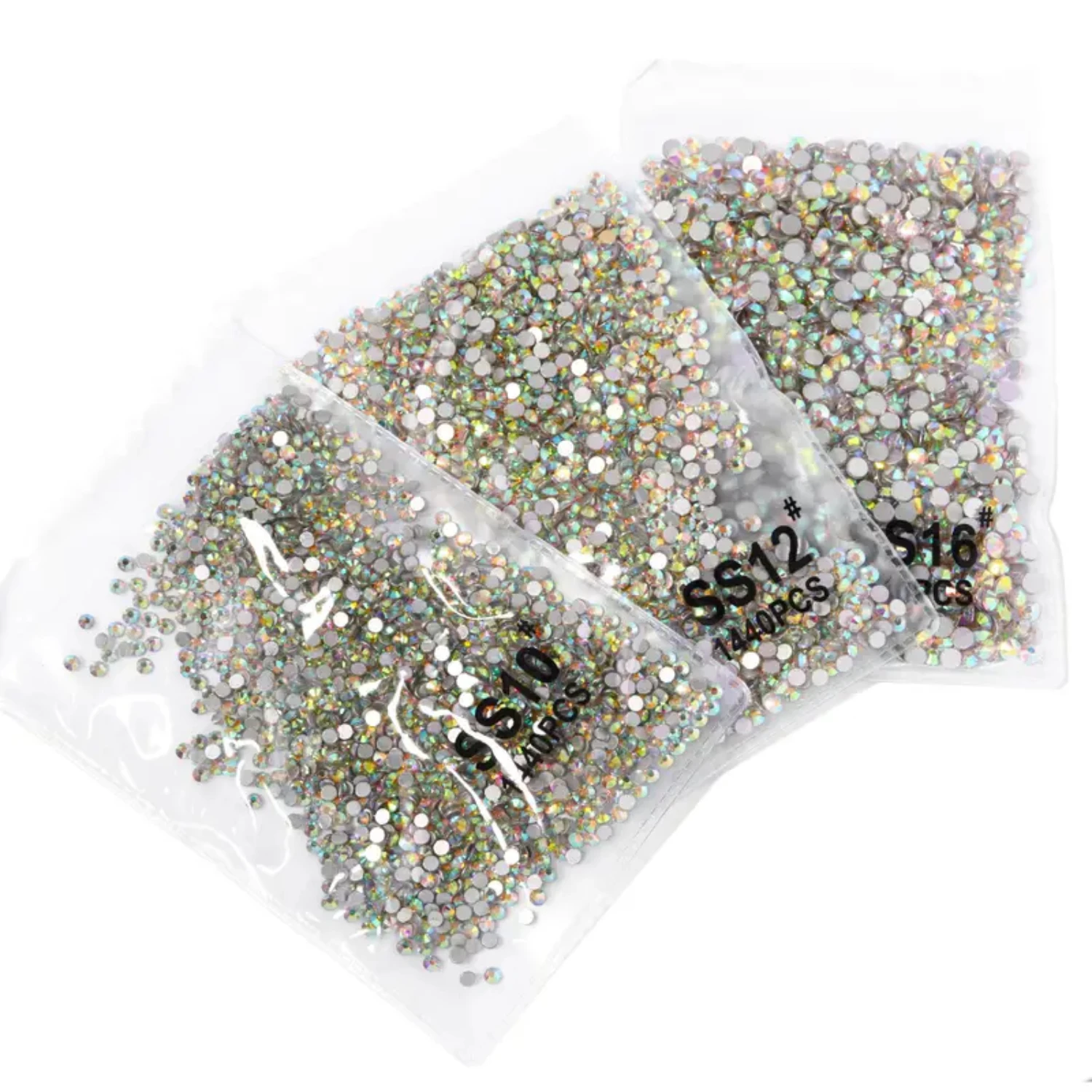 Symphony Transparent AB Flat Back Rhinestones - 1440pcs High-Quality Rhinestones for Nail Art and Glass Decoration