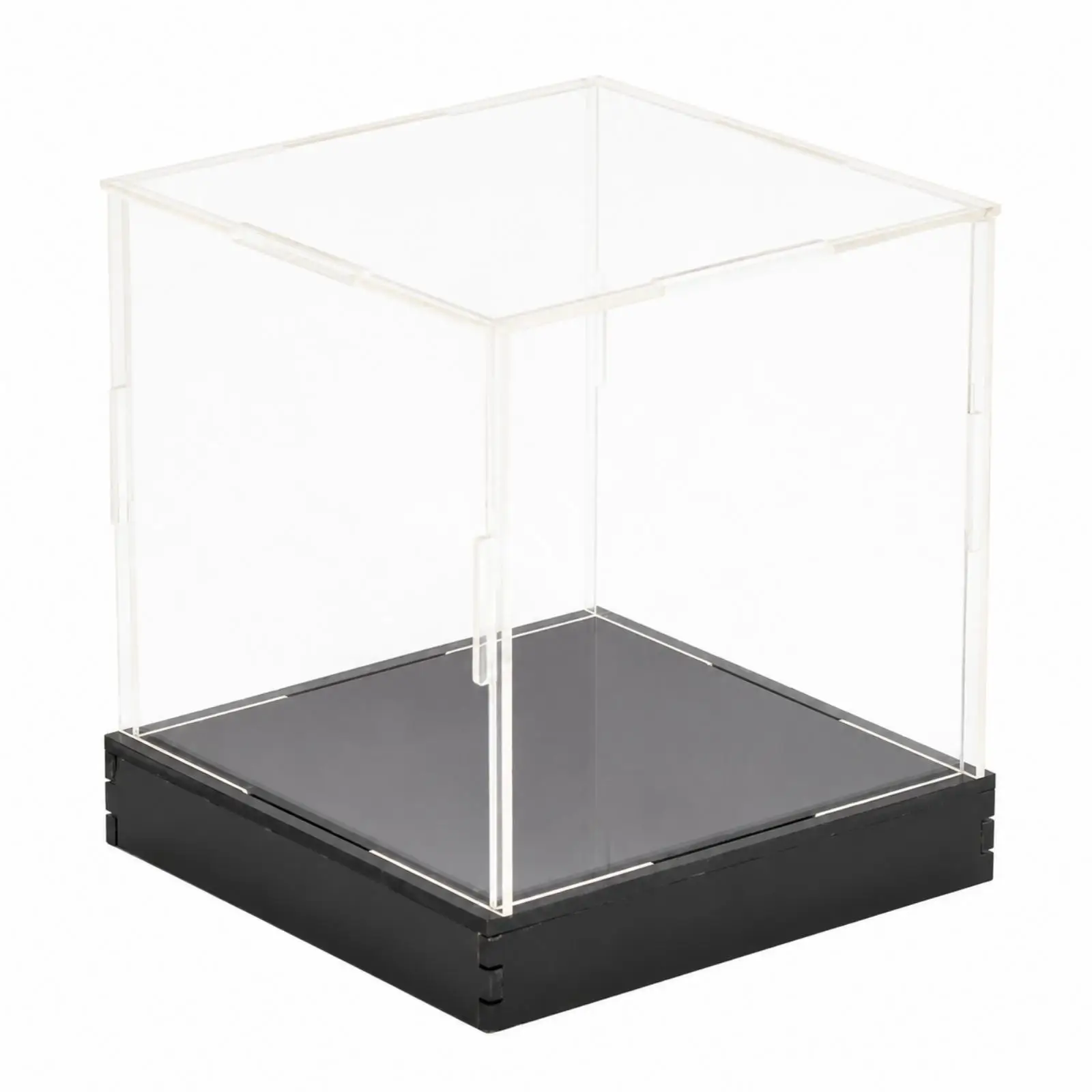 Figure Display Case with Black Base Tabletop Clear Desktop Display Case Dustproof Stable for Collectors, Bedroom, Office