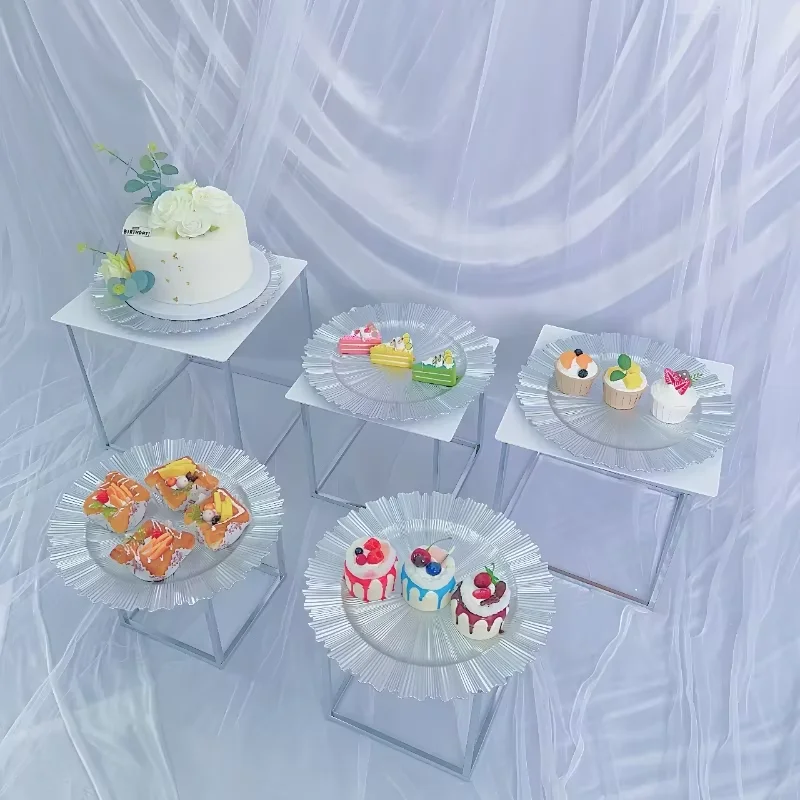 

15pcs Wedding Hotel Home Meeting Dessert Table Buffet Stand Riser with Trays Candy Bar Snack Food Drink Cookie Holder