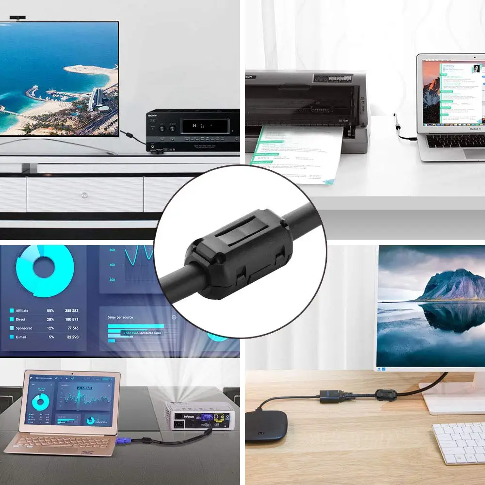 

20 шт., проволока VGA, магнитное кольцо, ферритовый шумоподавитель, фильтр, никель, цинковый зажим, кабель с защитой от помех, аудио-видео линия