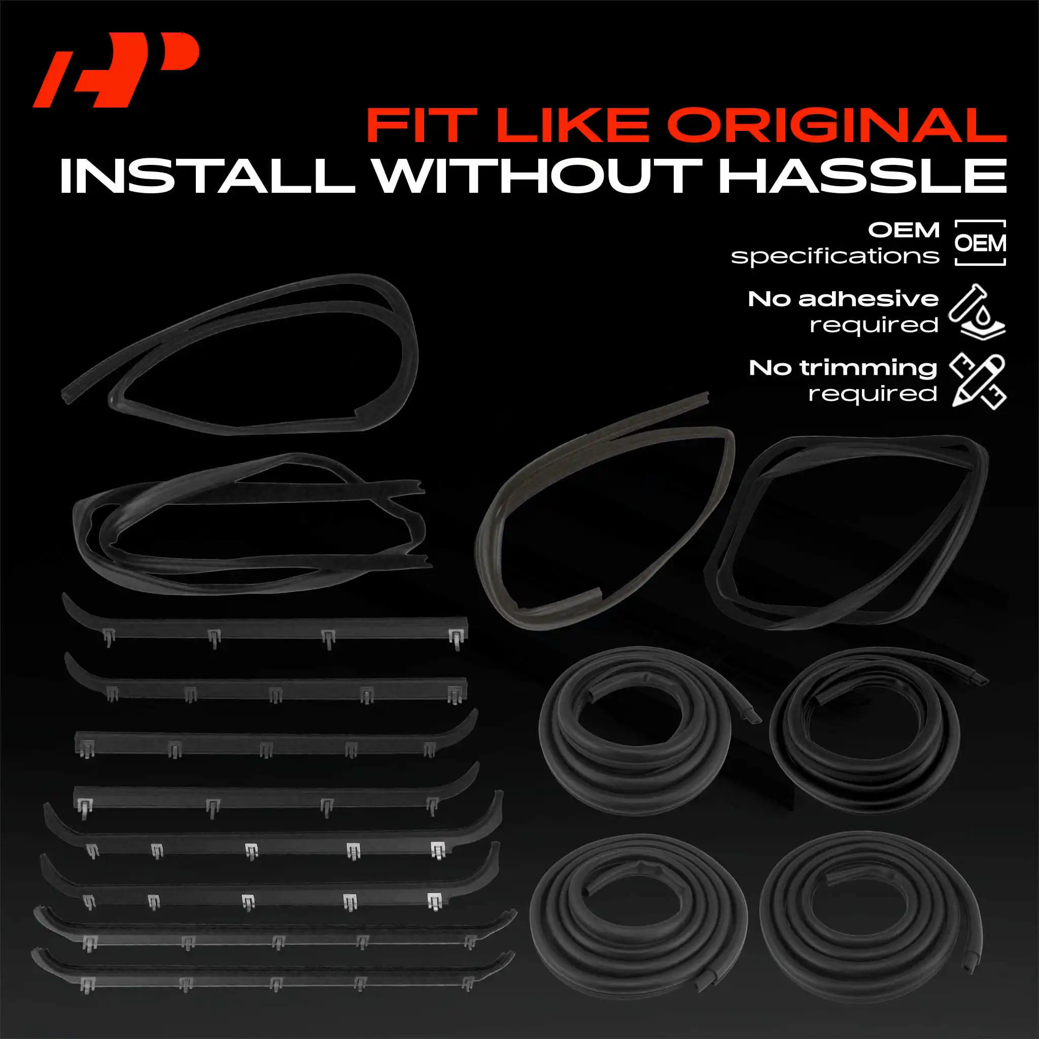A-Premium 16pcs Front & Rear Weatherstrip Seal Kits for Ford F-250 1996 F-350 1987-1996