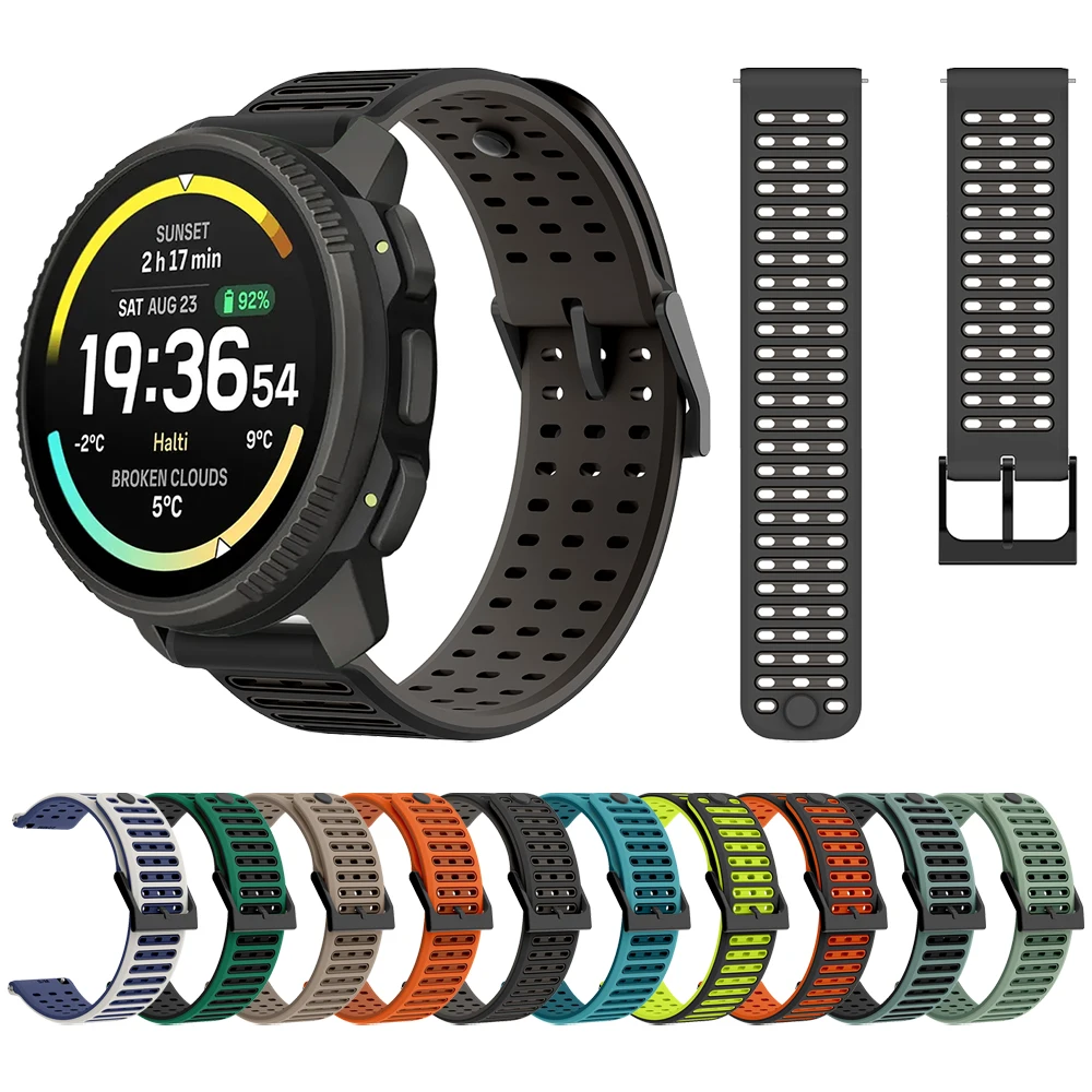 1:1 Original-Armband für Suunto Vertical 2/RACE S/Run/Ocean 22 mm zweifarbiges Silikonarmband für Suunto 5/9 Peak Pro Band