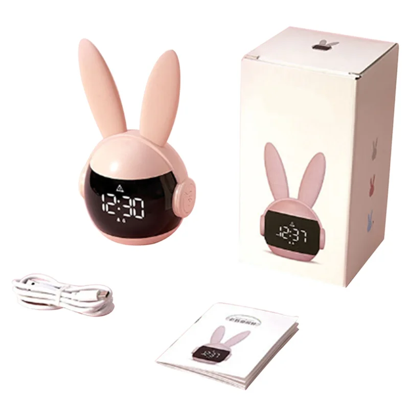 

Kids Bedroom Alarm Clock Cute Bunny Wake Up Light Nap Timer Rechargeable Alarm Clock Rechargeable