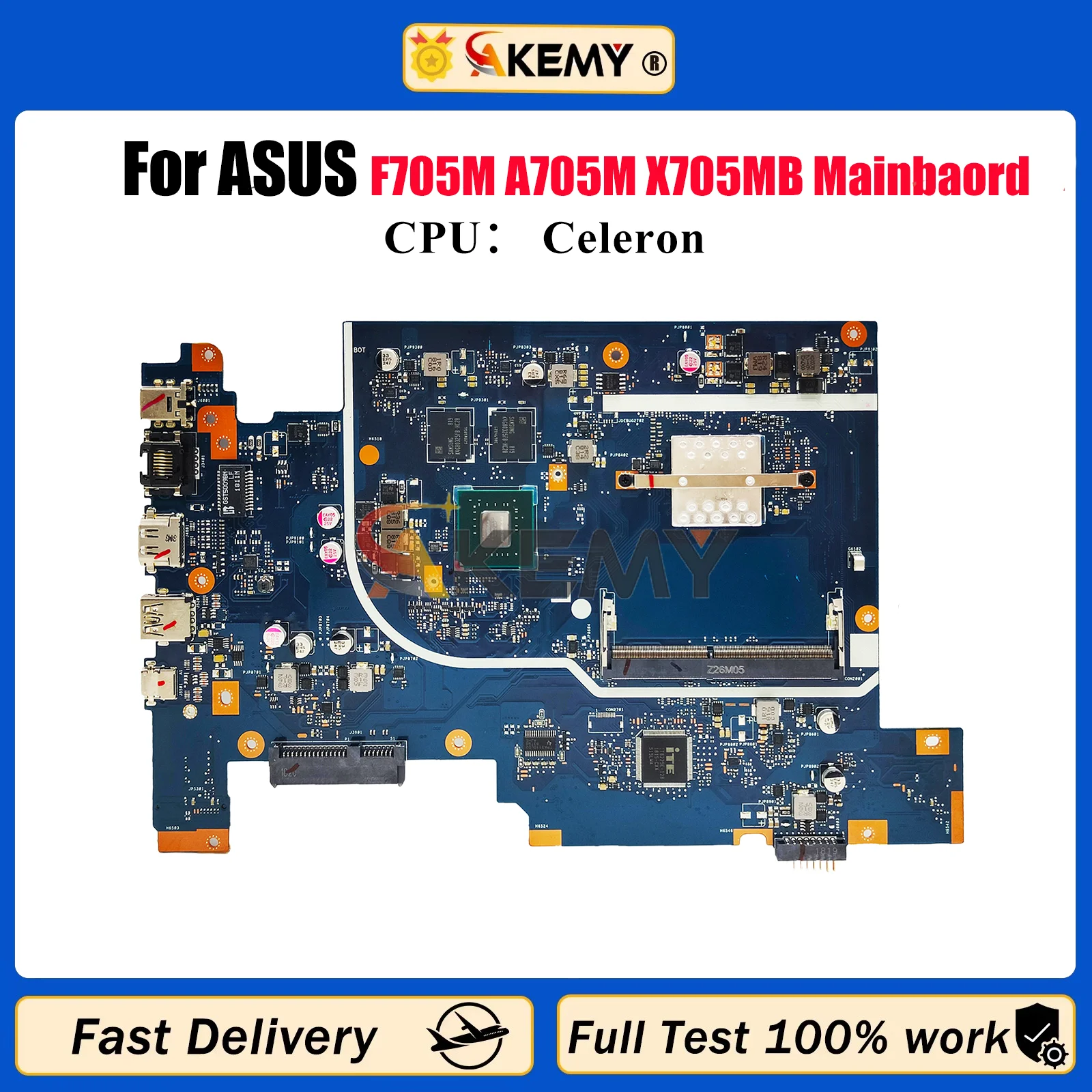 

X705MB Laptop Motherboard For ASUS VivoBook X705M F705M A705M X705MB Notebook Mainboard With Celeron CPU 100% tests OK fast ship