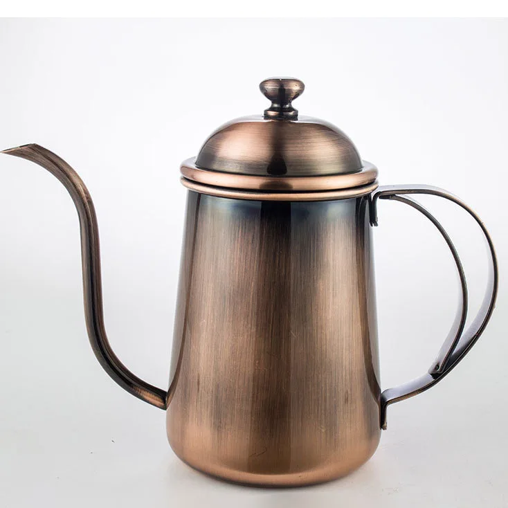

304 stainless steel hand-written coffee pot, bronze plated, drip pot, thin mouth pot,high-shaped thin mouth pot, ear-hanging pot