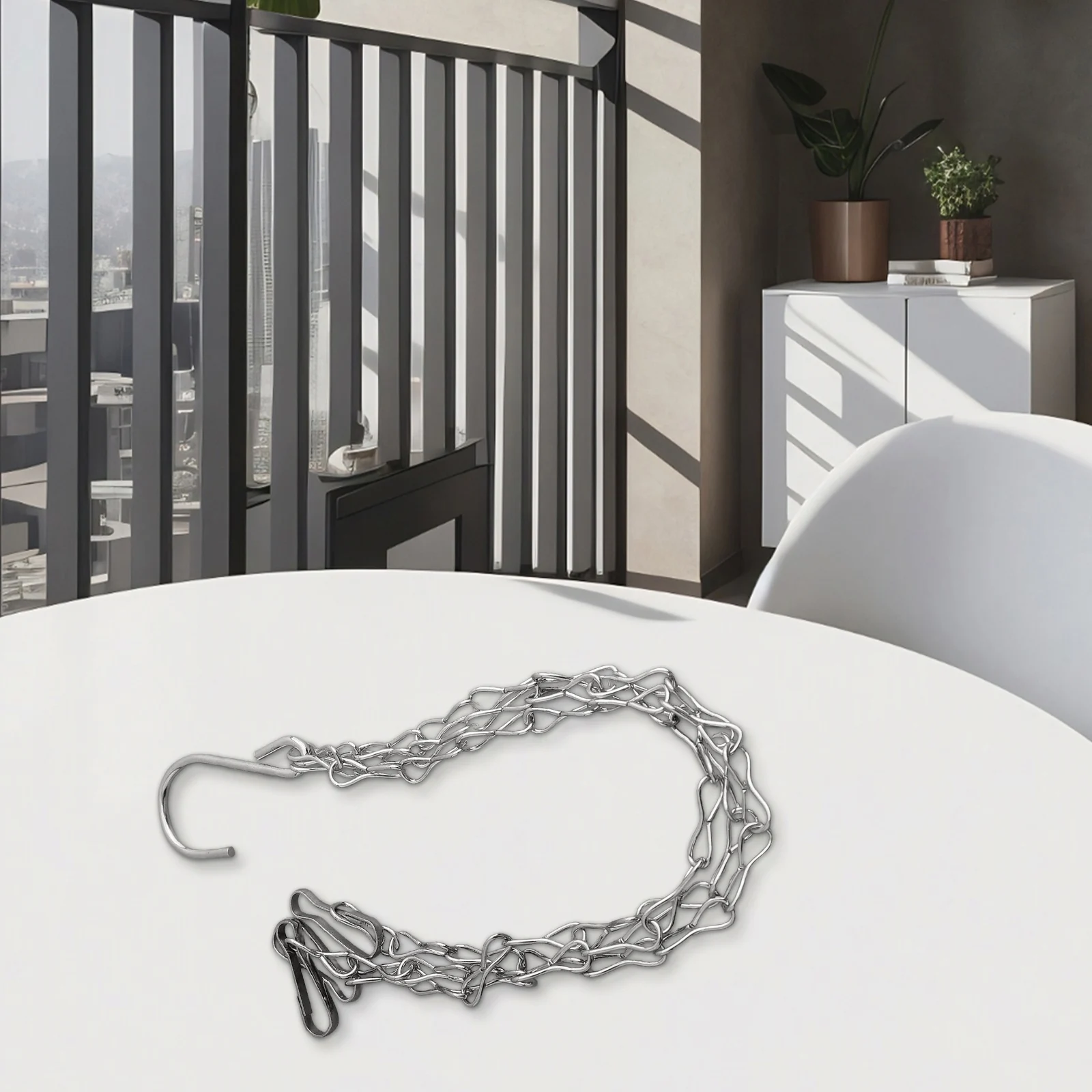 Подвесное-кашпо-цепочка-серебристого-цвета-металлическое-прочное-легко-устанавливаемое-для-сада-многофункциональное-сменное