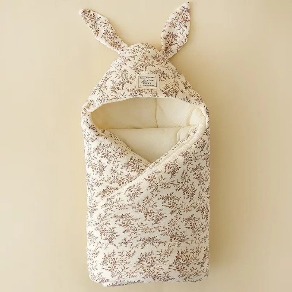 

Мягкое хлопковое пеленальное одеяло с кроличьими ушками, дизайн, очень мягкое пеленальное одеяло для новорожденных, стеганый дизайн, больничная накидка, уход за новорожденными