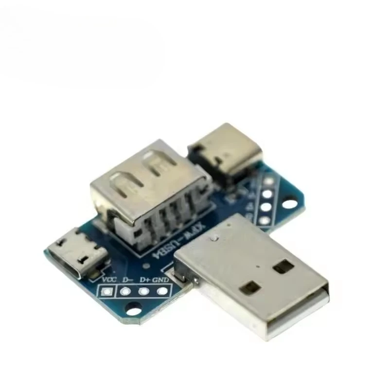 XY-USB4 Test Breakout Board USB-A Type-C Micro USB 4-in-1 Adapter Plate 4Pin Signal Lead-out Board For Prototyping