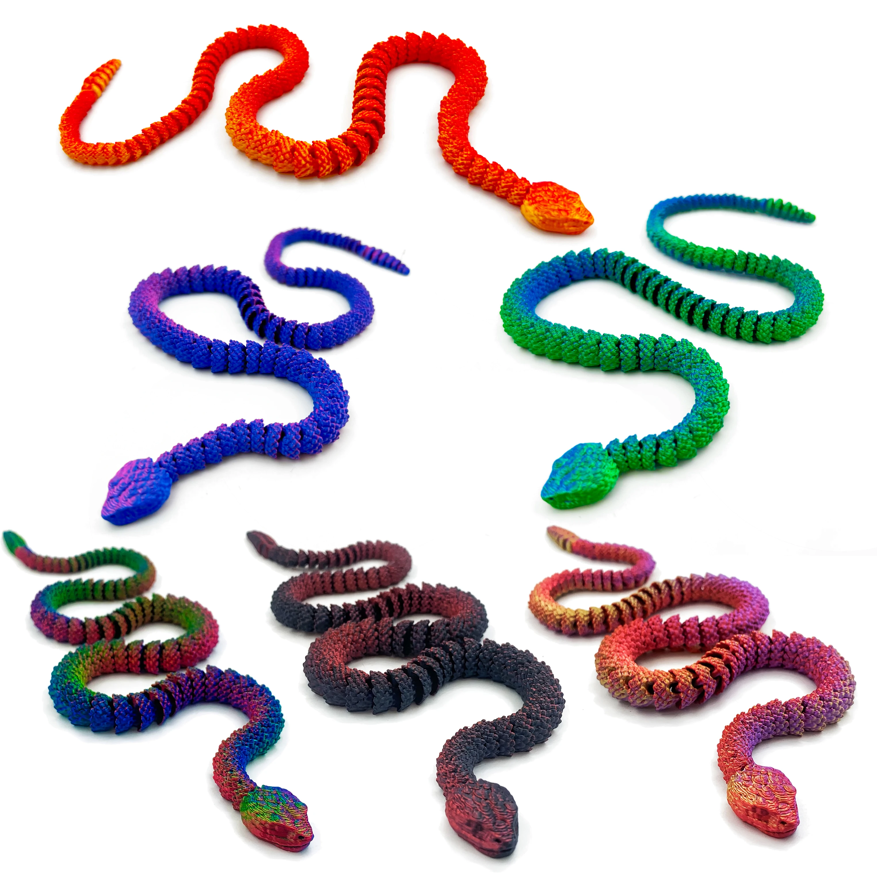 3D Print Articulated Rattlesnake Figure, Posable Snake Fidget Toy Desktop Decor Gift