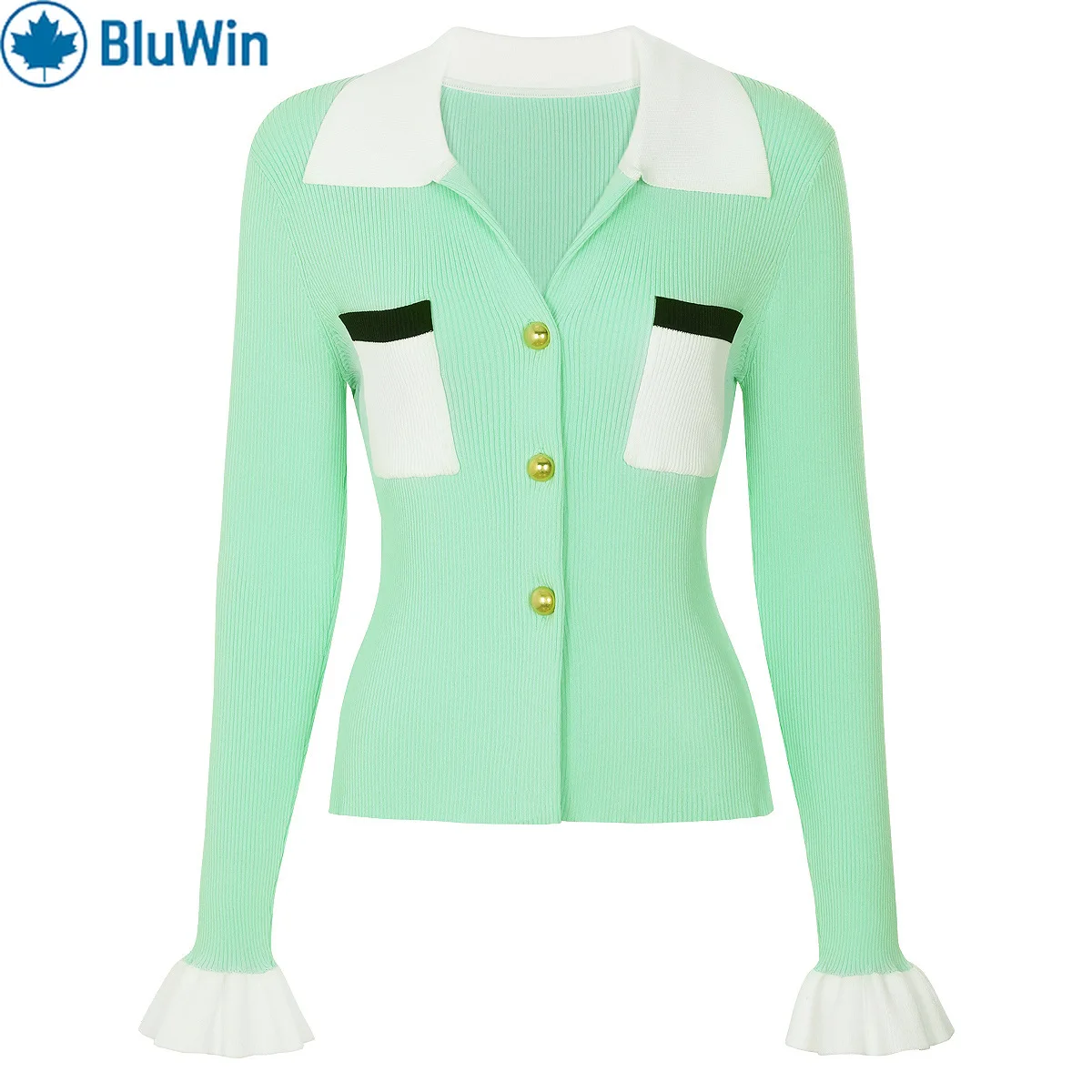 

Premium Knit Jacket For Women, URBANCHIC Chic Temperament, Gold-Button Short Cardigan, Spring Autumn Outerwear