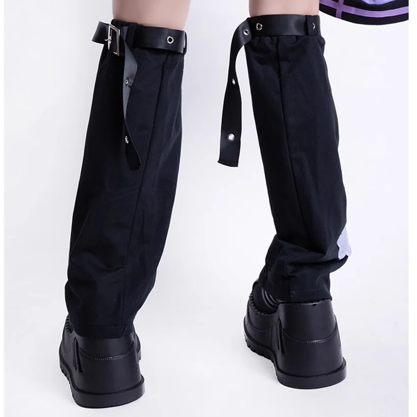 2023 Womens Y2K Japanese Cute Kawaii Iron Chain Tie Stripe Splice Punk Style Leg Socks lolita Rock Punk girl legging Knee cover
