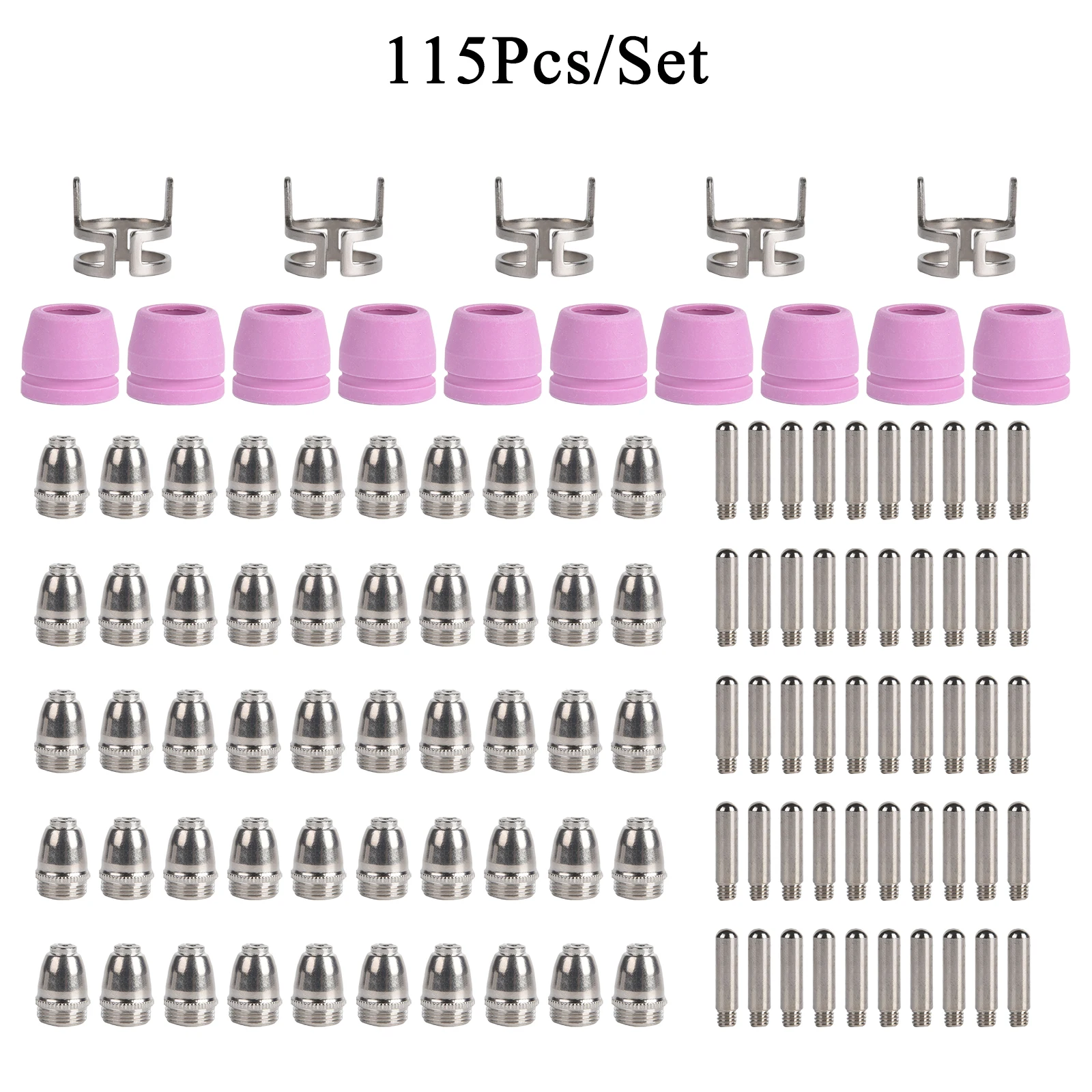 115Pcs Plasma Cutter Torch Consumables Nozzles Tips Kit Fit SG-55 AG-60 40/50/78 Amp