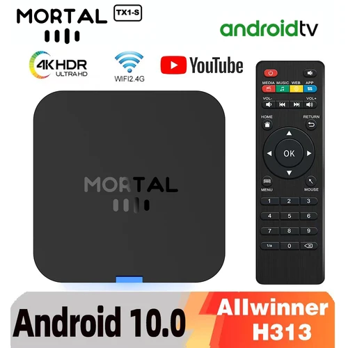 Imagen 1 del producto Global Mortal TX1-S Allwinner H313 Quad Core Android 10 Smart TV box 2.4G WiFi 4K HDR10 2GB 16GB Transmisión de medios