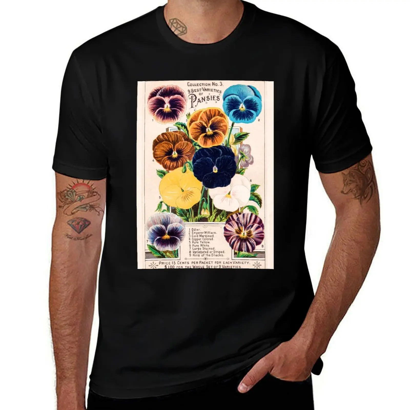 

Pansy Assortment from 1800s seed catalogue T-Shirt funny t shirts cotton t shirt man luxury T-Shirt