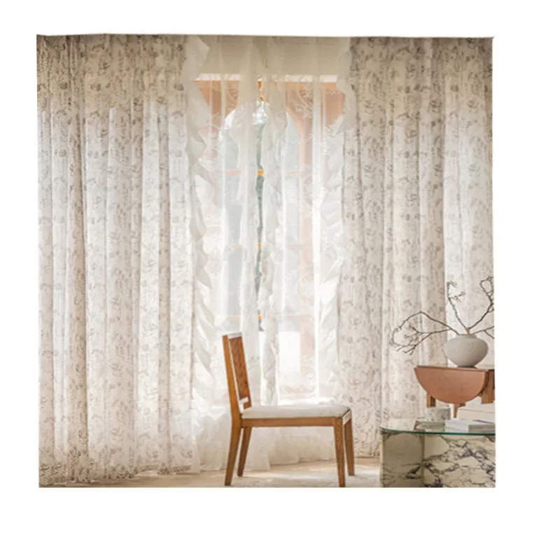 French Chenille American Curtains Bedroom Living Room Printed Yarn Blackout tulle  window curtain