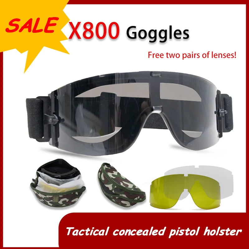 

Men's UV Protection 3-Lens Tactical Sunglasses Army Military X800 Hunting Airsoft Paintball Sport Goggles