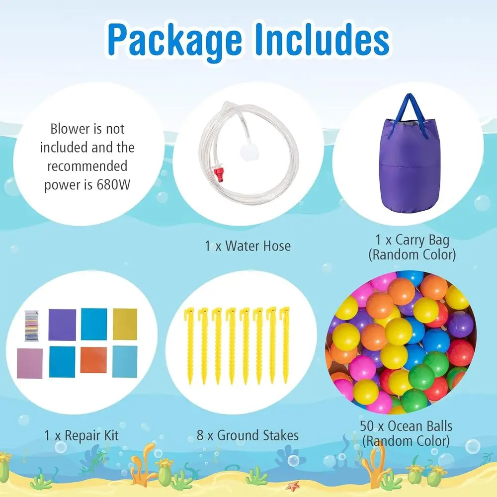 Tobogán de agua Iatable, tobogán de agua 2 en 1 Castle Bounce House con piscina de bolas y piscina contra salpicaduras para diversión al aire libre para niños, Ca hinchable