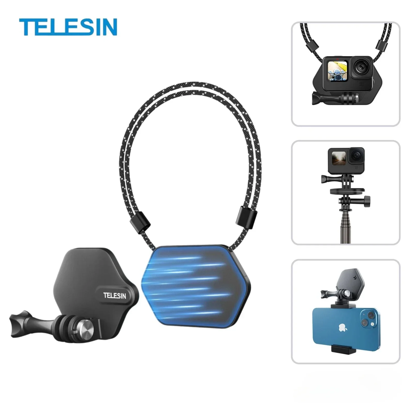 

TELESIN Magnetic Quick Release Bracket Gopro Hero13 12 11 10 9 8 Accessories Release Bracket for Insta 360 DJI Action 5 4 3 Pho