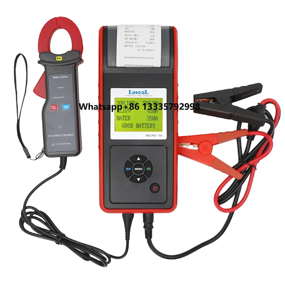 

Car Battery Tester 12V 24V 100-2000CCA Lead-Acid Battery Alternator Tester Load Tester Built-in Printer With Current Clamp