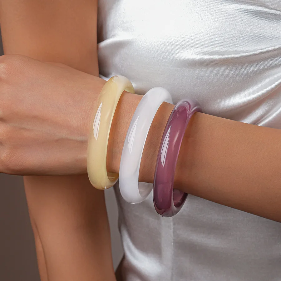 

Marble Acrylic Resin Bracelet Bangle for Women Girls Exquisite Imitation Jade Round Bracelets Party Hand Jewelry Pulseras Mujer