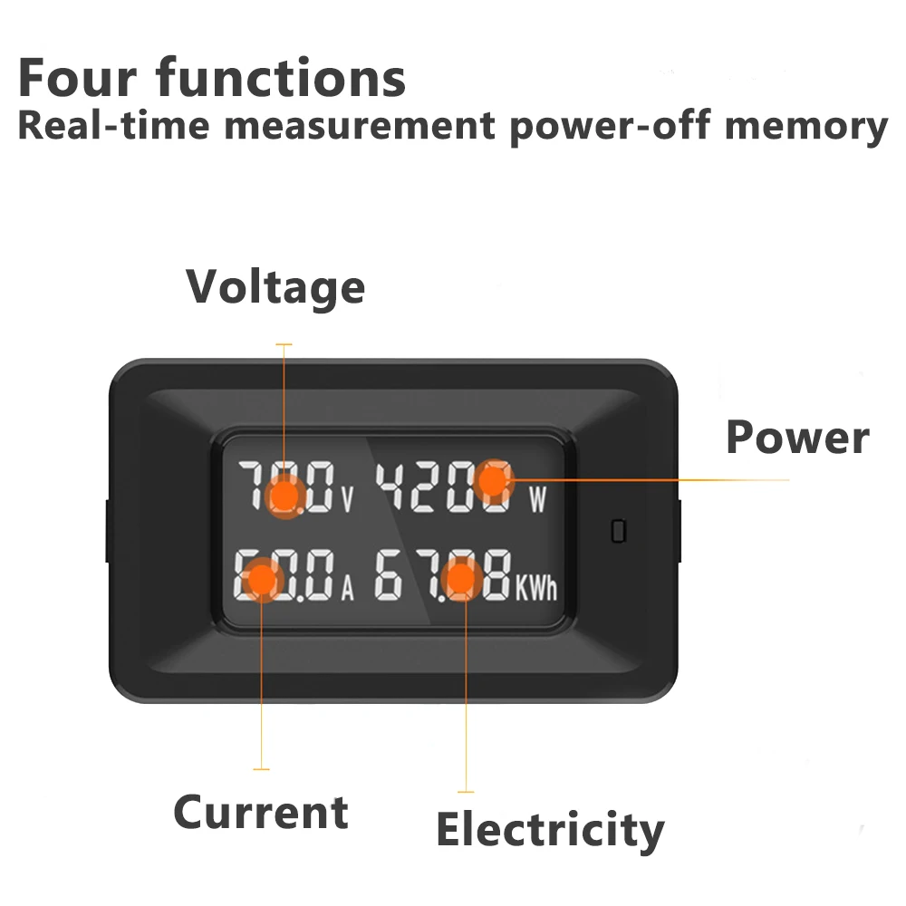 Voltmetro DC amperometro Power Energy misuratore di corrente digitale di tensione LCD 4 in 1 DC 70V Max 20A 50A 100A con Shunt