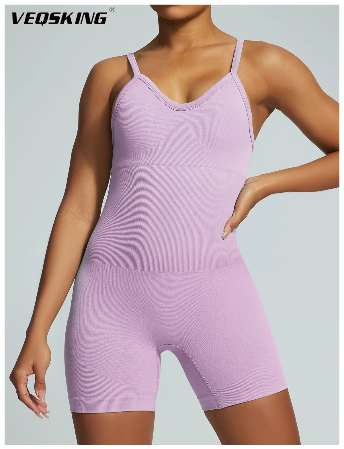 

VEQSKING Women's Seamless One-piece Yoga Suit,Sports Hip Lifting Sexy Suspender Quick Drying Breathable Sweat Absorbing Jumpsuit