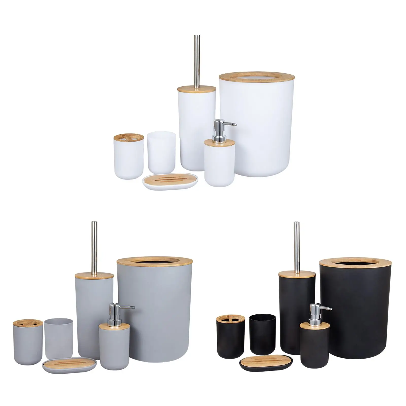 6 Piece Bathroom Set Accessories Lotion Dispenser Soap Dish Mug