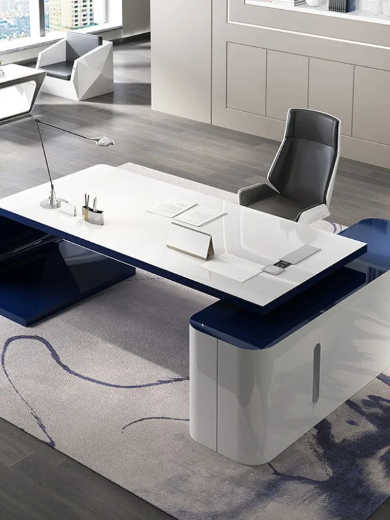 Customized baking paint, fashionable and luxurious manager's desk, office furniture, simple and modern large desk